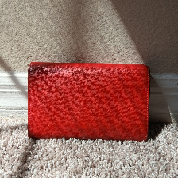PRADA Red Saffiano Leather Trifold Continental Wallet - Picture 12 of 14